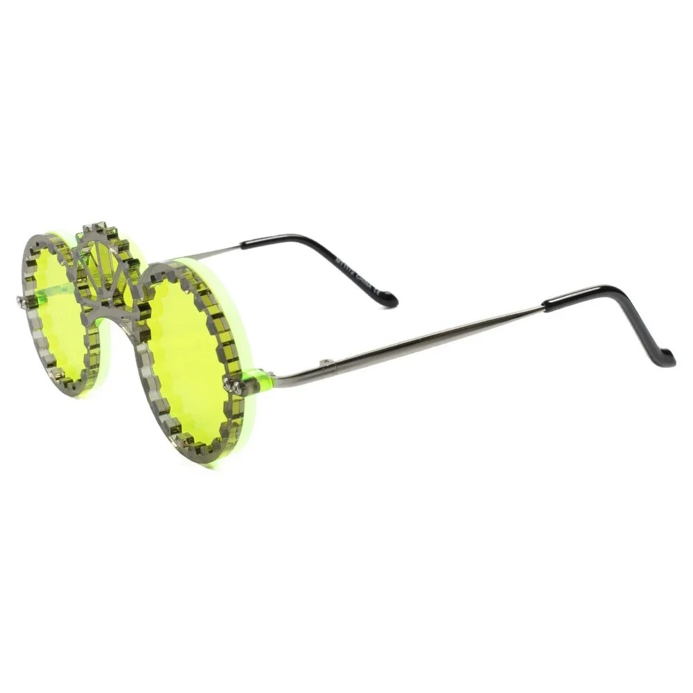 Futuristic Gothic Steampunk Unique Party Rave Costume Cosplay Green Sunglasses